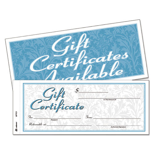 Gift Certificates With Envelopes, 8 X 3.4, White/canary, 25/book