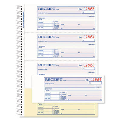 Tops Money/rent Receipt Book, Two-part Carbon, 7 X 2.75, 4 Forms/sheet, 200 Forms Total