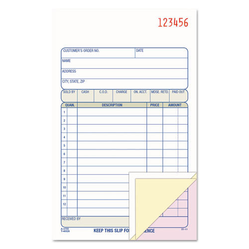 Sales/order Book, Three-part Carbonless, 4.19 X 6.69, 50 Forms Total