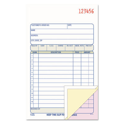 Sales/order Book, Three-part Carbonless, 4.19 X 6.69, 50 Forms Total