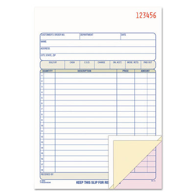 Tops Sales/order Book, Three-part Carbonless, 7.95 X 5.56, 50 Forms Total