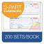 Tops 3-part Hardbound Receipt Book, Three-part Carbonless, 7 X 2.75, 4 Forms/sheet, 200 Forms Total