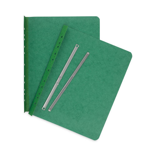 Pressboard Report Cover With Tyvek Reinforced Hinge, Two-piece Prong Fastener, 3" Capacity, 8.5 X 11, Dark Green/dark Green