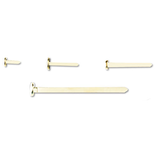 #6 Brass Prong Paper Fasteners, 1.5" Capacity, Brass, 100/box