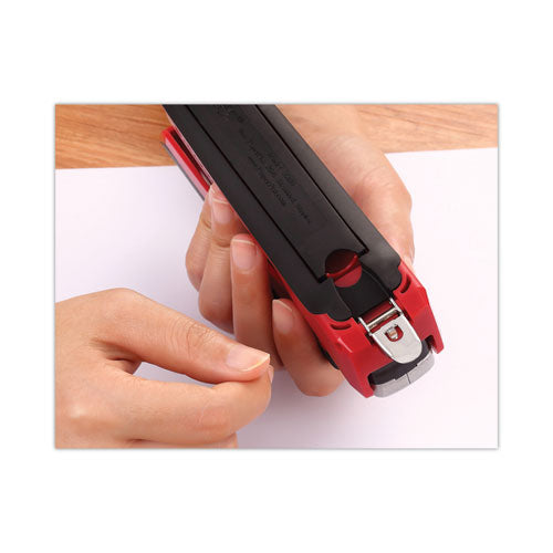 Inpower Spring-powered Desktop Stapler With Antimicrobial Protection, 28-sheet Capacity, Red/silver