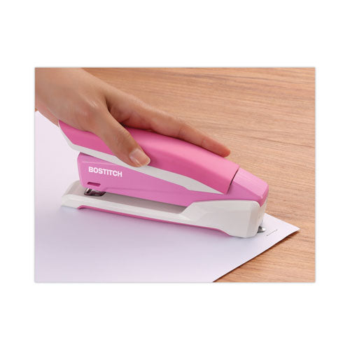 Incourage Spring-powered Desktop Stapler With Antimicrobial Protection, 20-sheet Capacity, Pink/gray