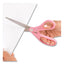 All Purpose Pink Ribbon Scissors, 8" Long, 3.5" Cut Length, Pink Straight Handle