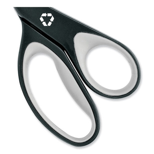 Kleenearth Soft Handle Scissors, 8" Long, 3.25" Cut Length, Black/gray Straight Handle