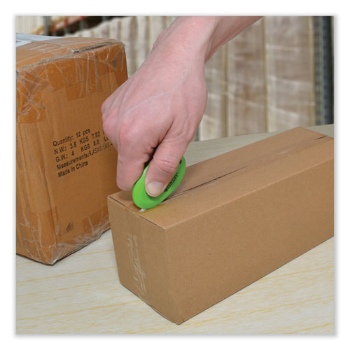 Compact Safety Ceramic Blade Box Cutter, Retractable Blade, 0.5" Blade, 2.5" Plastic Handle, Green