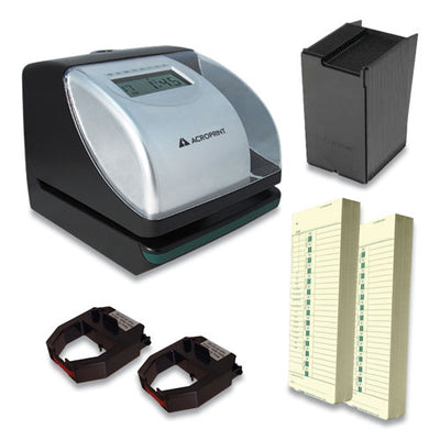 Es700 Time Clock And Document Stamp Bundle, Digital Display, Black/silver