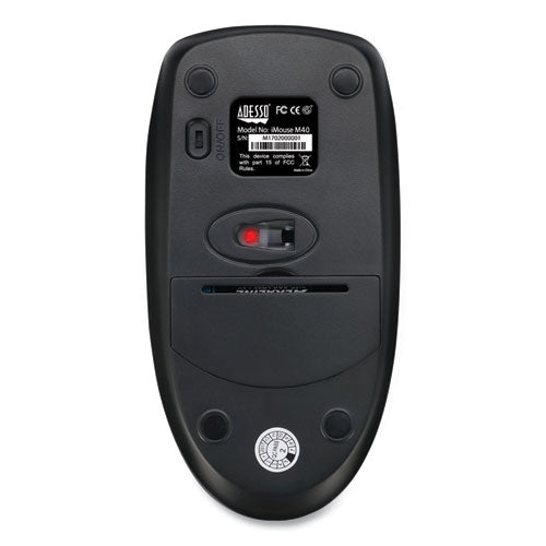 Imouse M60 Antimicrobial Wireless Mouse, 2.4 Ghz Frequency/30 Ft Wireless Range, Left/right Hand Use, Black