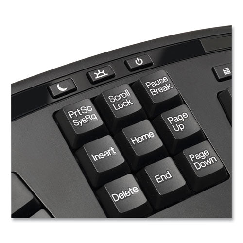 Wkb1500gb Wireless Ergonomic Keyboard And Mouse, 2.4 Ghz Frequency/30 Ft Wireless Range, Black