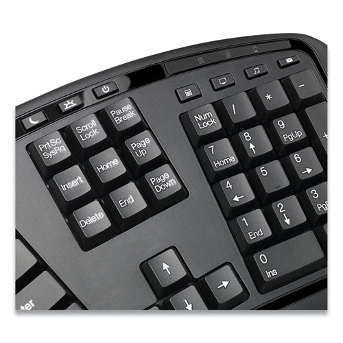 Wkb1500gb Wireless Ergonomic Keyboard And Mouse, 2.4 Ghz Frequency/30 Ft Wireless Range, Black