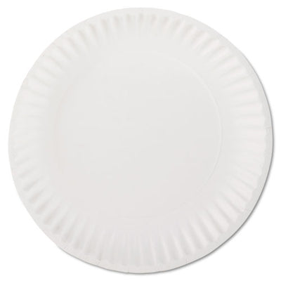 White Paper Plates, 9" Dia, 100/pack, 10 Packs/carton
