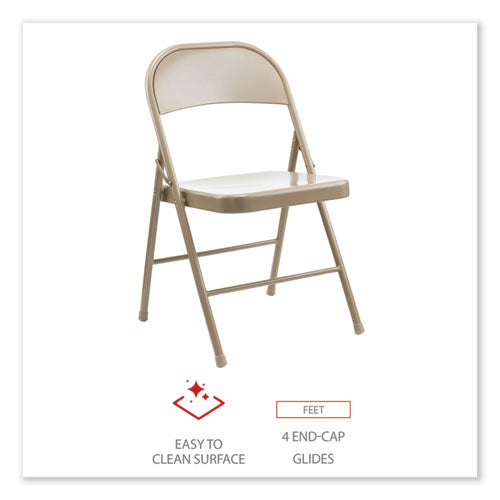 Armless Steel Folding Chair, Supports Up To 275 Lb, Tan Seat, Tan Back, Tan Base, 4/carton