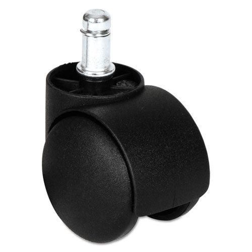 Dual Wheel Hooded Casters, Grip Ring Type B Stem, 2" Soft Nylon Wheel, Black, 5/set