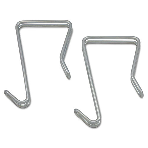 Single Sided Partition Garment Hook, Steel, 0.5 X 3.13 X 4.75, Over-the-door/over-the-panel Mount, Silver, 2/pack