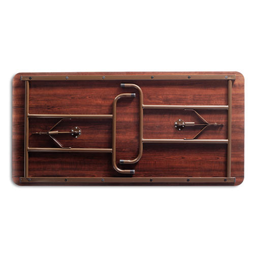 Wood Folding Table, Rectangular, 95.88w X 29.88d X 29.13h, Mahogany