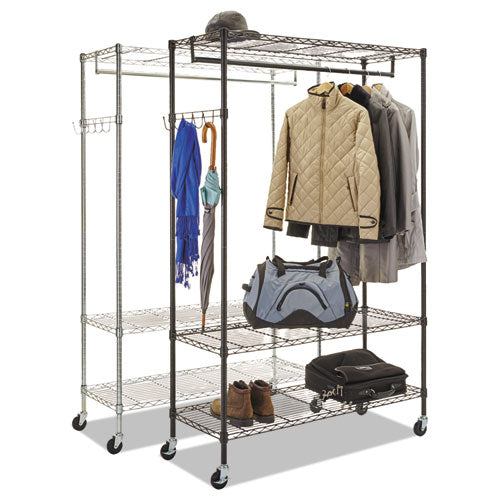 Wire Shelving Garment Rack, 40 Garments, 48w X 18d X 75h, Silver