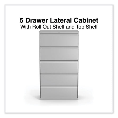 Lateral File, 5 Legal/letter/a4/a5-size File Drawers, Light Gray, 36" X 18.63" X 67.63"