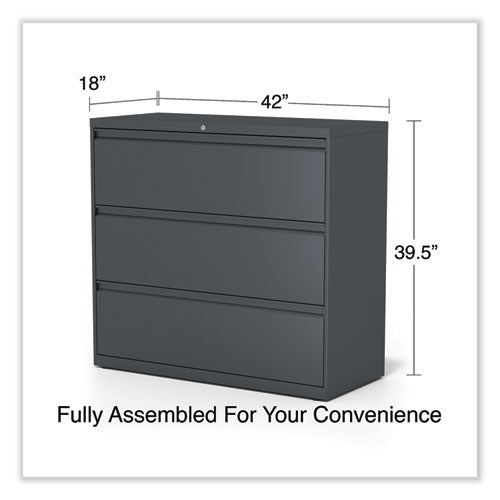 Lateral File, 3 Legal/letter/a4/a5-size File Drawers, Charcoal, 42" X 18.63" X 40.25"