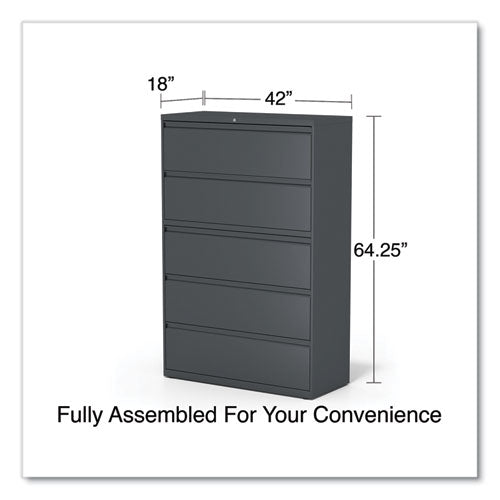 Lateral File, 5 Legal/letter/a4/a5-size File Drawers, Charcoal, 42" X 18.63" X 67.63"
