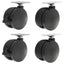 Casters For Height-adjustable Table Bases, Grip Ring Stem, 2" Wheel, Black, 4/set