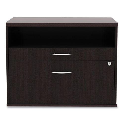 Alera Open Office Desk Series Low File Cabinet Credenza, 2-drawer: Pencil/file,legal/letter,1 Shelf,espresso,29.5x19.13x22.88