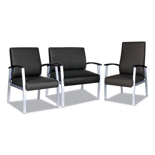Alera Metalounge Series Bariatric Guest Chair, 30.51" X 26.96" X 33.46", Black Seat, Black Back, Silver Base