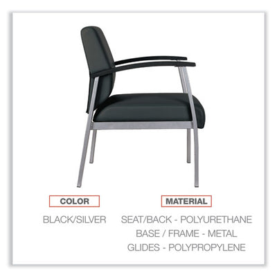 Alera Metalounge Series Mid-back Guest Chair, 24.6" X 26.96" X 33.46", Black Seat, Black Back, Silver Base