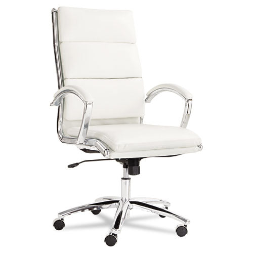 Alera Neratoli High-back Slim Profile Chair, Faux Leather, 275 Lb Cap, 17.32" To 21.25" Seat Height, Black Seat/back, Chrome