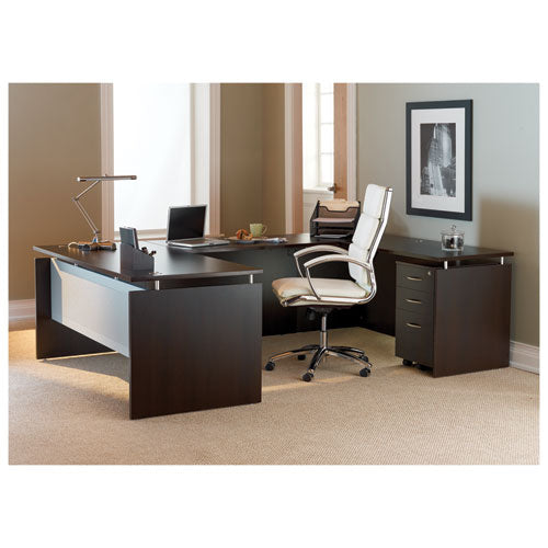 Alera Neratoli High-back Slim Profile Chair, Faux Leather, 275 Lb Cap, 17.32" To 21.25" Seat Height, Black Seat/back, Chrome