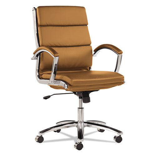Alera Neratoli Mid-back Slim Profile Chair, Faux Leather, Supports Up To 275 Lb, Black Seat/back, Chrome Base