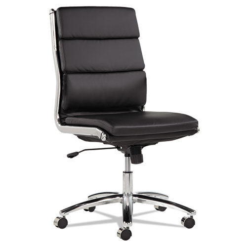 Alera Neratoli Mid-back Slim Profile Chair, Faux Leather, Supports Up To 275 Lb, Black Seat/back, Chrome Base