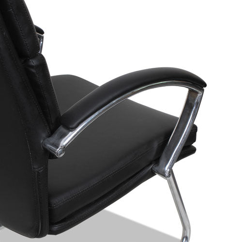 Alera Neratoli Slim Profile Stain-resistant Faux Leather Guest Chair, 23.81" X 27.16" X 36.61", Black Seat/back, Chrome Base