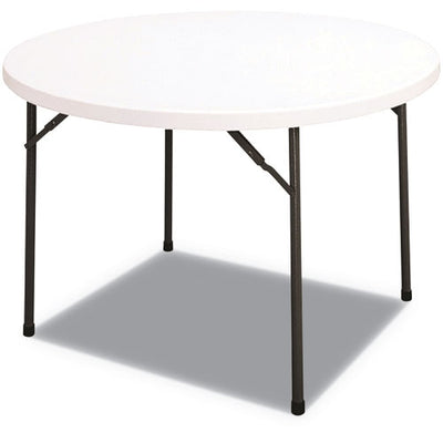 ROUND PLASTIC FOLDING TABLE, 48 DIA X 29.25H, WHITE