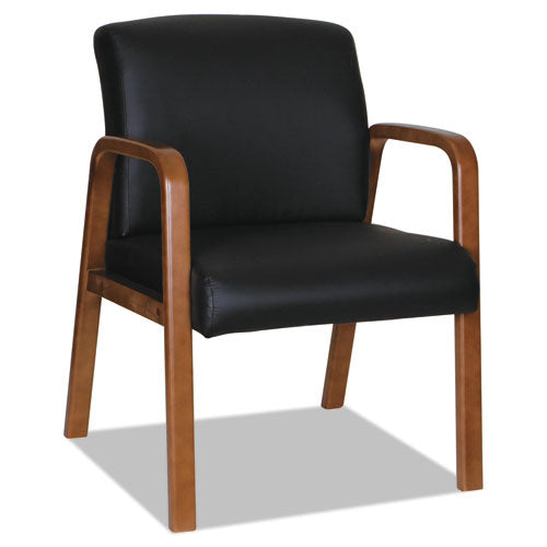 Alera Reception Lounge Wl Series Guest Chair, 24.21" X 24.8" X 32.67", Black Seat, Black Back, Espresso Base