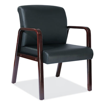 Alera Reception Lounge Wl Series Guest Chair, 24.21" X 24.8" X 32.67", Black Seat, Black Back, Mahogany Base