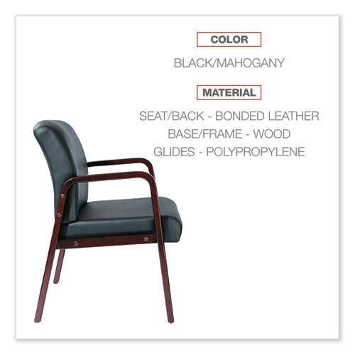 Alera Reception Lounge Wl Series Guest Chair, 24.21" X 24.8" X 32.67", Black Seat, Black Back, Mahogany Base