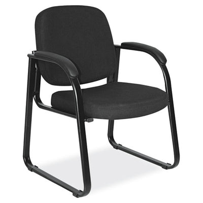 Alera Genaro Series Fabric Half-back Sled Base Guest Chair, 25" X 24.80" X 33.66", Black Seat, Black Back, Black Base
