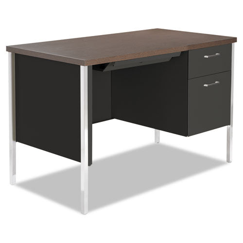 Single Pedestal Steel Desk, 45.25" X 24" X 29.5", Cherry/putty
