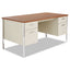Double Pedestal Steel Desk, 60" X 30" X 29.5", Cherry/putty