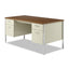Double Pedestal Steel Desk, 60" X 30" X 29.5", Cherry/putty