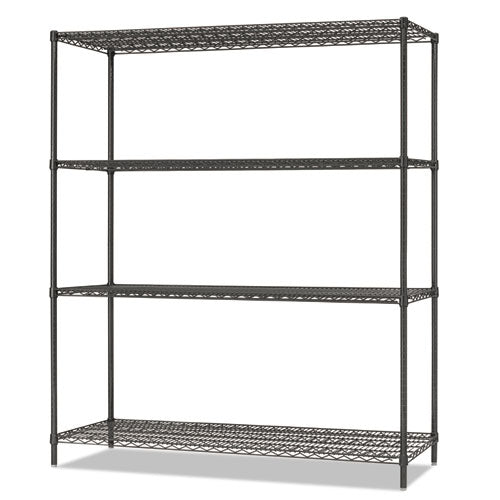 Ba Plus Wire Shelving Kit, Four-shelf, 72w X 24d X 72h, Black Anthracite Plus