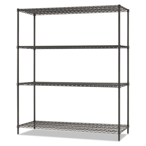 Ba Plus Wire Shelving Kit, Four-shelf, 72w X 24d X 72h, Black Anthracite Plus