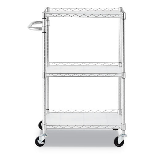 Three-shelf Wire Cart With Liners, Metal, 3 Shelves, 600 Lb Capacity, 34.5" X 18" X 40", Silver