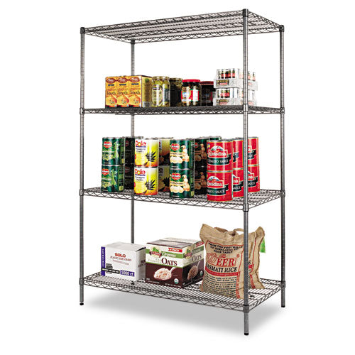 Wire Shelving Starter Kit, Four-shelf, 36w X 18d X 72h, Black Anthracite