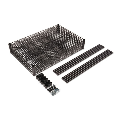 Nsf Certified Industrial Four-shelf Wire Shelving Kit, 36w X 18d X 72h, Black