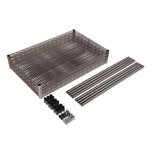 Wire Shelving Starter Kit, Four-shelf, 36w X 24d X 72h, Black Anthracite