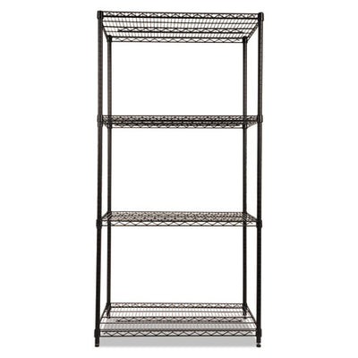 Nsf Certified Industrial Four-shelf Wire Shelving Kit, 36w X 24d X 72h, Black